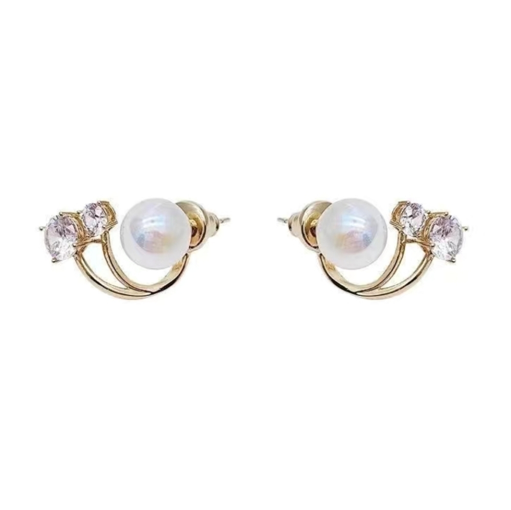 Sparkling Rhinestone Pearl Earrings